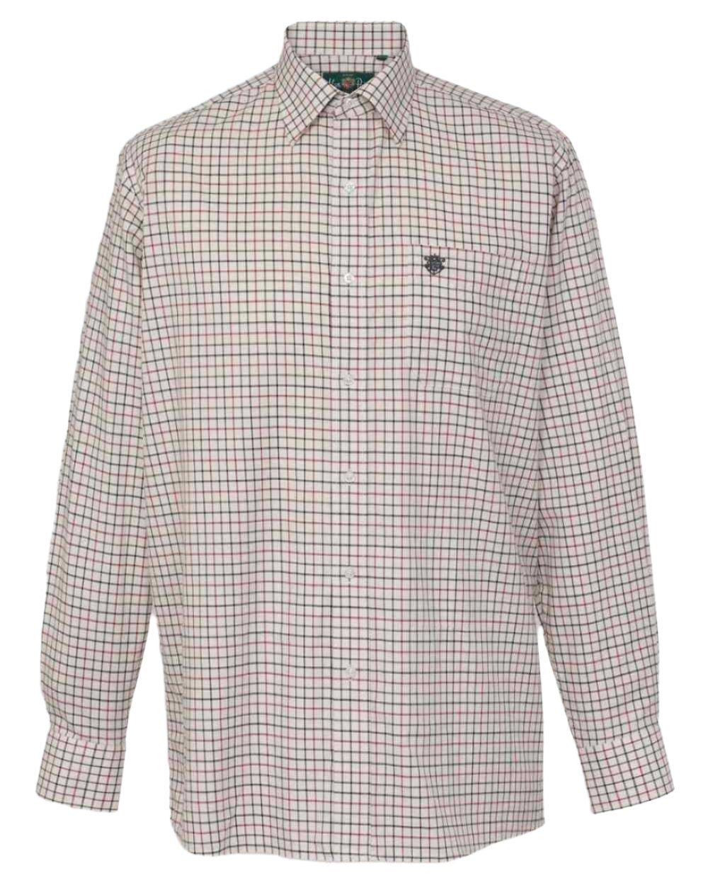 Red Green Check Alan Paine Ilkley Kids Tattersall Shirt on white background 