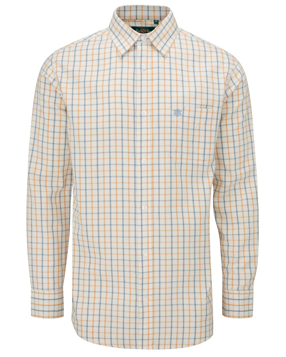 Blue Gold coloured Alan Paine Ilkley Shirt on white background 