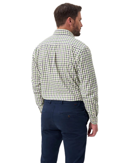 Blue Green coloured Alan Paine Ilkley Shirt on white background 