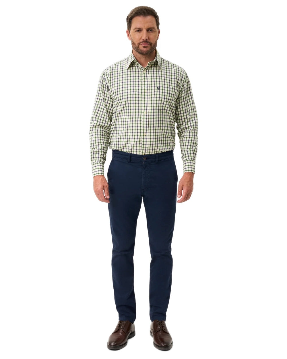 Blue Green coloured Alan Paine Ilkley Shirt on white background 