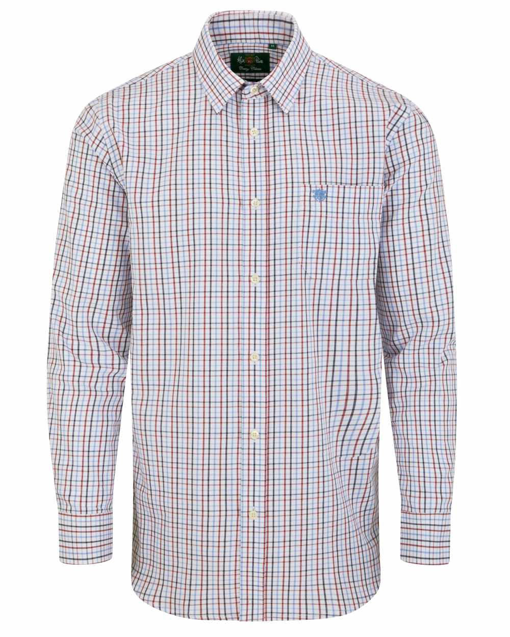 Blue Red coloured Alan Paine Ilkley Shirt on white background 