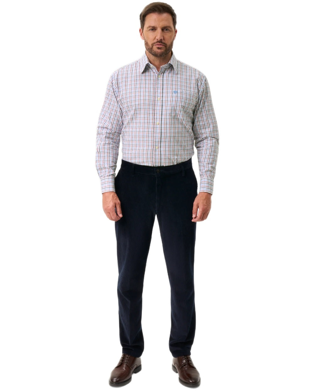 Blue Red coloured Alan Paine Ilkley Shirt on white background 