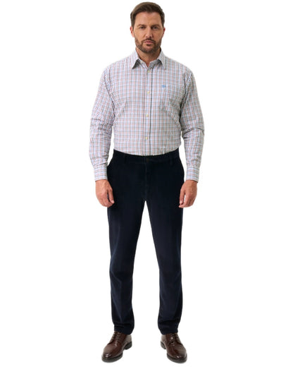 Blue Red coloured Alan Paine Ilkley Shirt on white background 
