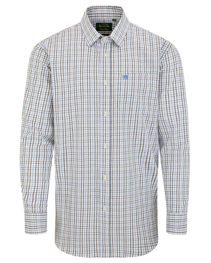 Green Brown coloured Alan Paine Ilkley Shirt on white background 