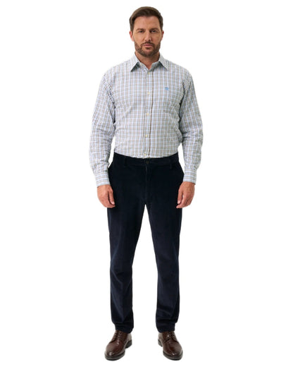 Green Brown coloured Alan Paine Ilkley Shirt on white background 