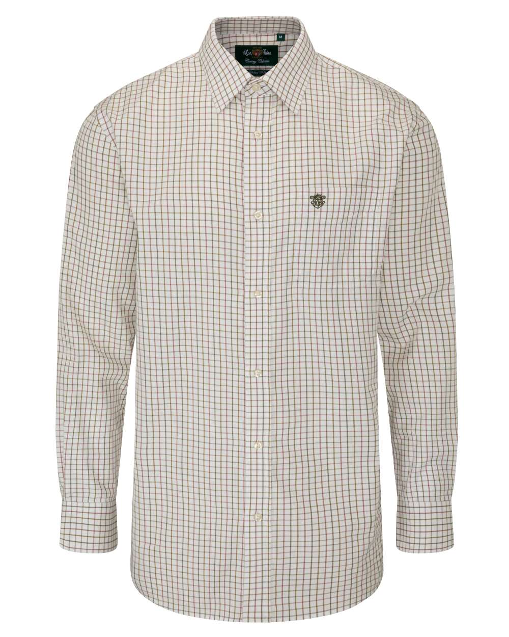 Olive coloured Alan Paine Ilkley Shirt on white background 