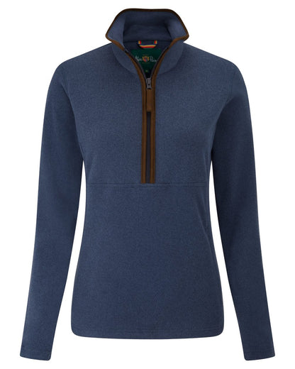 Navy coloured Alan Paine Ladies Cleardale Microfleece Half Zip Jacket on white background 