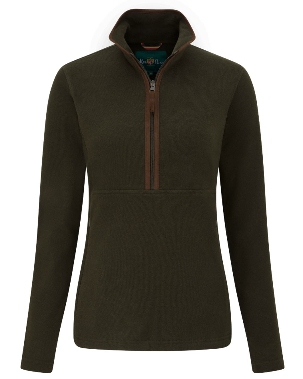 Olive coloured Alan Paine Ladies Cleardale Microfleece Half Zip Jacket on white background 