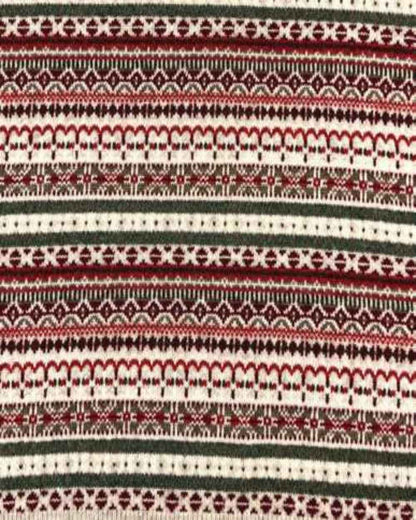 Porridge Red coloured Alan Paine Ladies Evelyn Vee Fairisle Cardigan on white background 