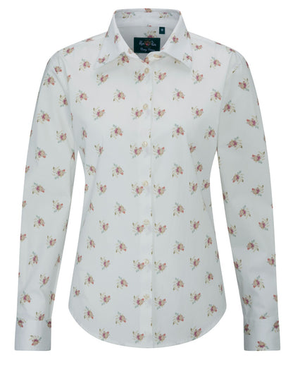 Floral Print coloured Alan Paine Ladies Lawen Printed Shirt on white background 