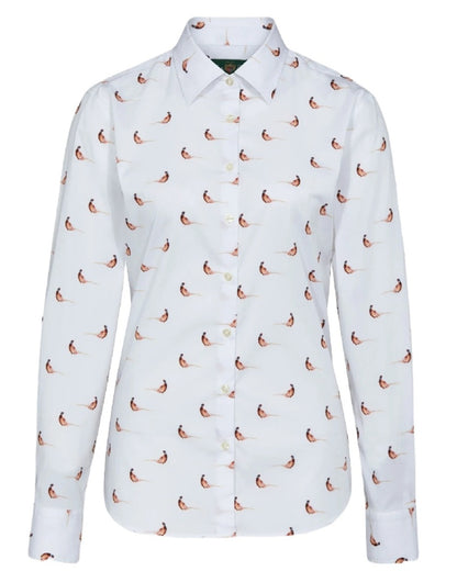 Pheasant coloured Alan Paine Ladies Lawen Printed Shirt on white background 
