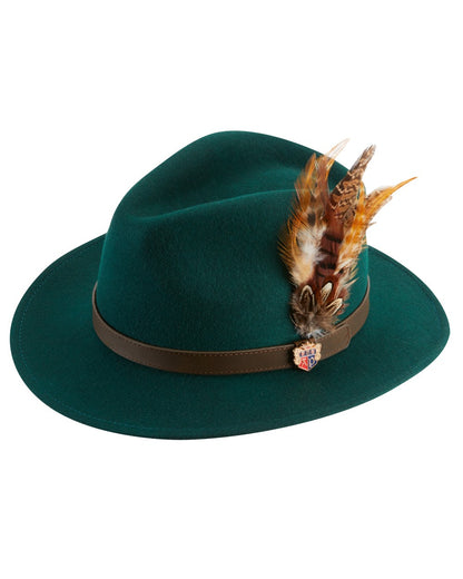 Bottle coloured Alan Paine Ladies Richmond Felt Hat on white background 