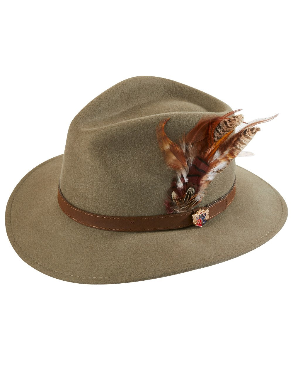 Oatmeal coloured Alan Paine Ladies Richmond Felt Hat on white background 