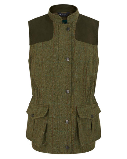 Hemp coloured Alan Paine Ladies Rutland Tweed Gilet on white background 