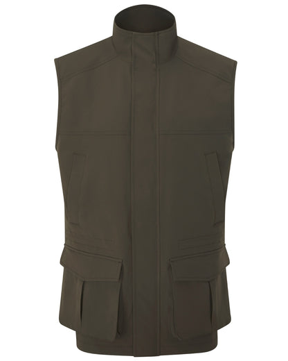 Olive coloured Alan Paine Lockwood Mens Shooting Waistcoat on white background 