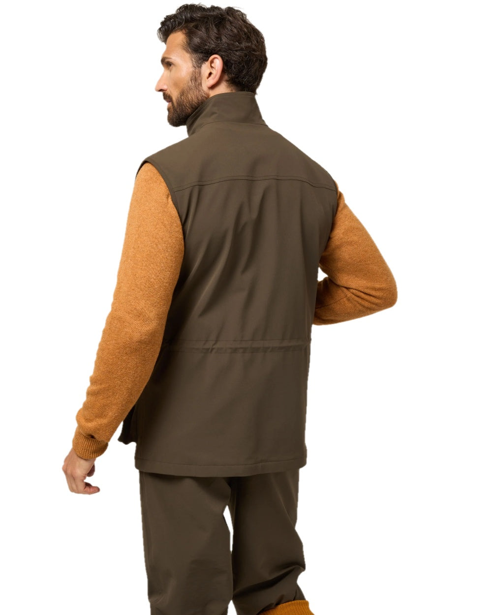 Olive coloured Alan Paine Lockwood Mens Shooting Waistcoat on white background 