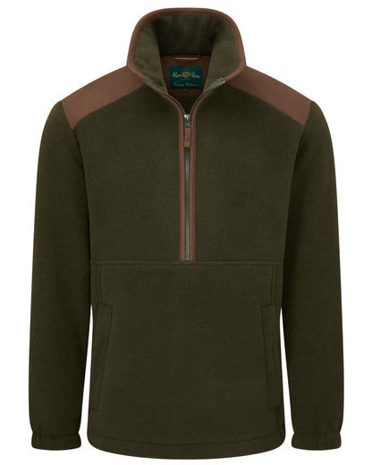 Green coloured Alan Paine Mens Aylsham Half Zip Fleece on white background 