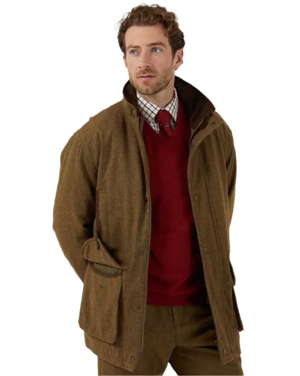 Hawthorn coloured Alan Paine Mens Combrook Field Coat on white background 