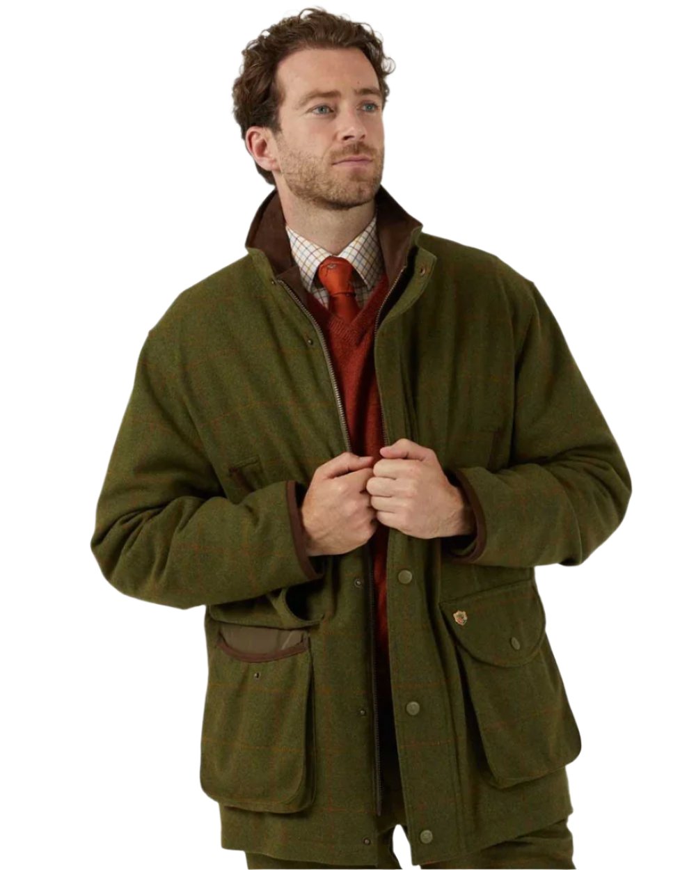 Maple coloured Alan Paine Mens Combrook Field Coat on white background 