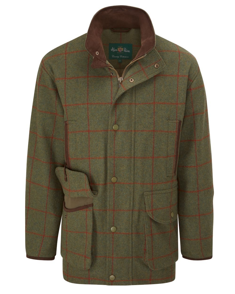 Reed coloured Alan Paine Mens Combrook Field Coat on white background 
