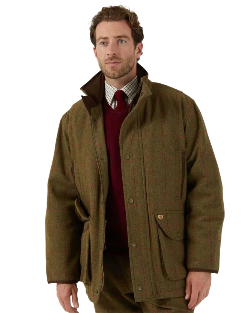 Sage coloured Alan Paine Mens Combrook Field Coat on white background 