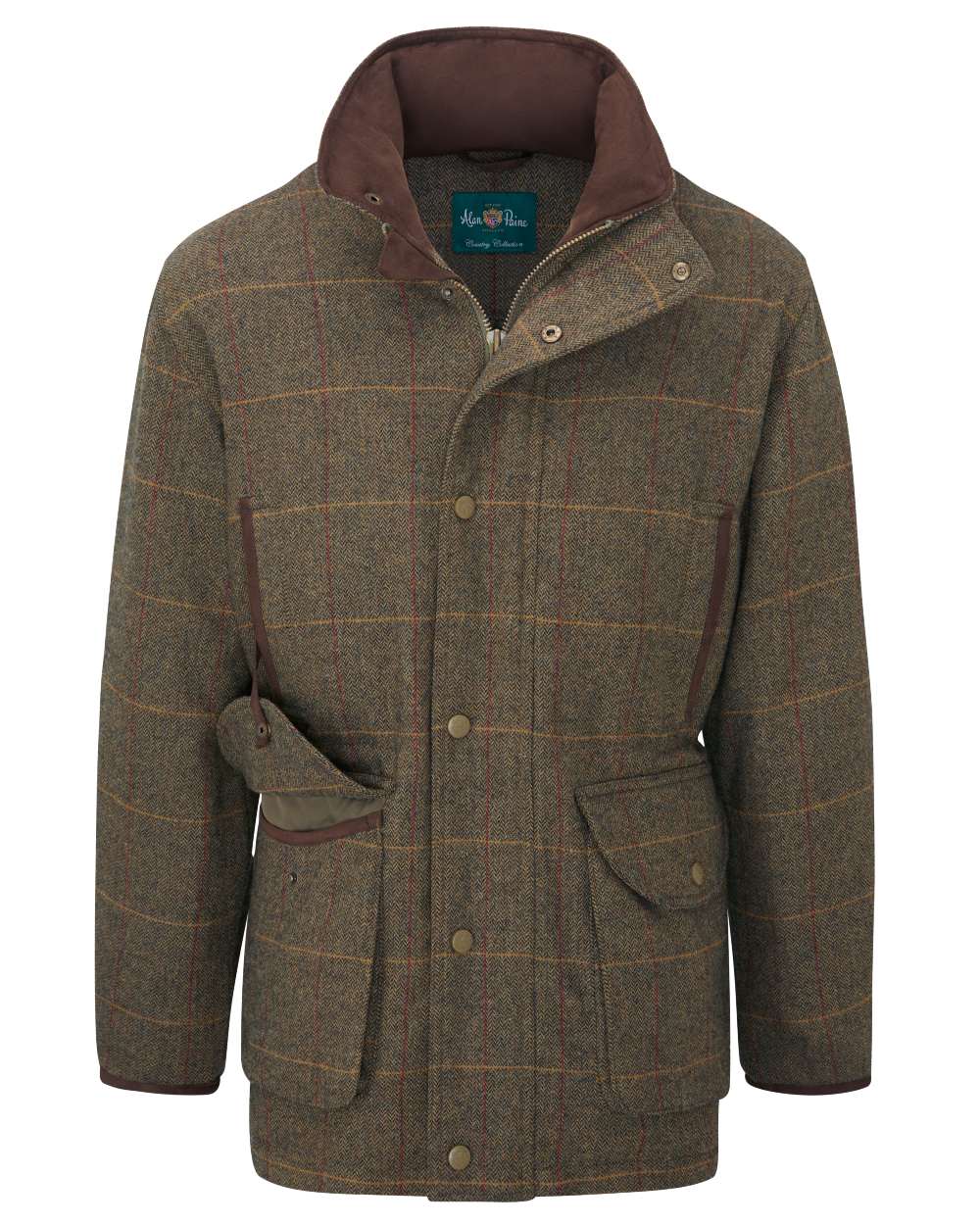 Teak coloured Alan Paine Mens Combrook Field Coat on white background 