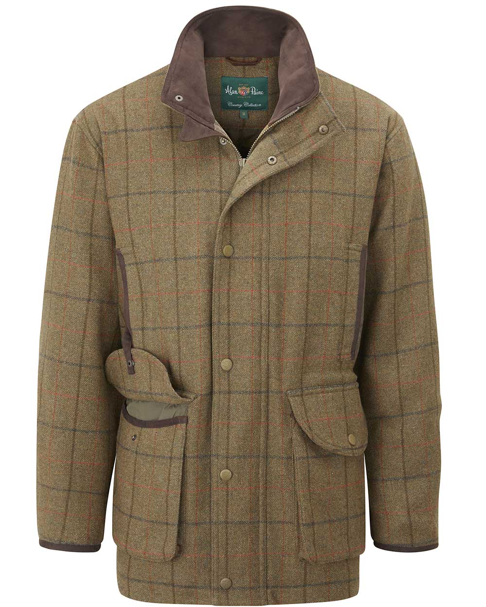 Thyme coloured Alan Paine Mens Combrook Field Coat on white background 