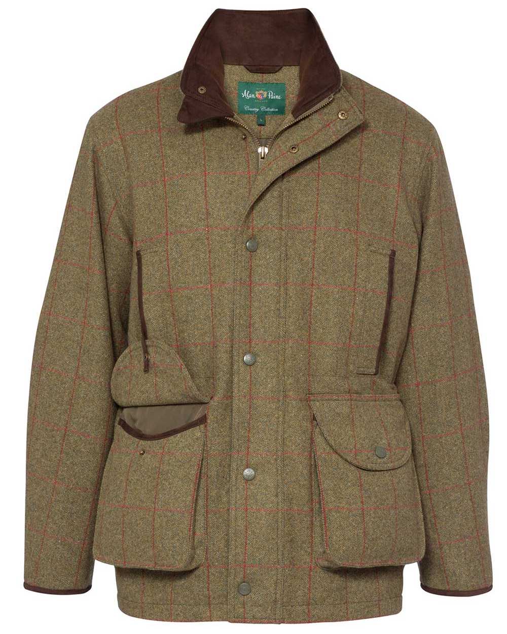 Sage coloured Alan Paine Mens Combrook Field Coat on white background 