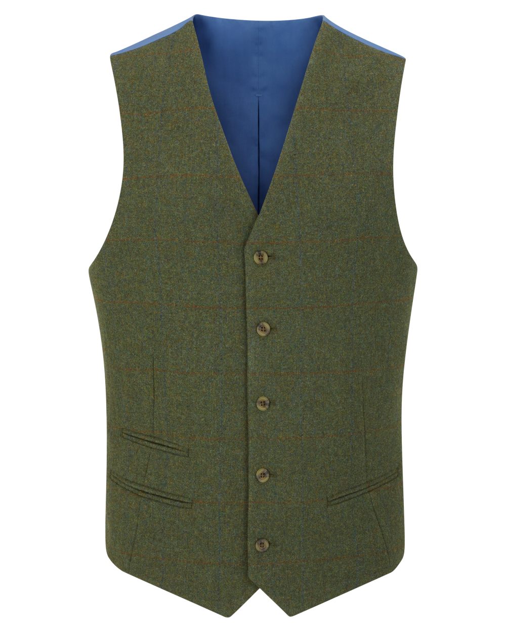 Mariner coloured Alan Paine Mens Combrook Tweed Lined Back Waistcoat on white background 