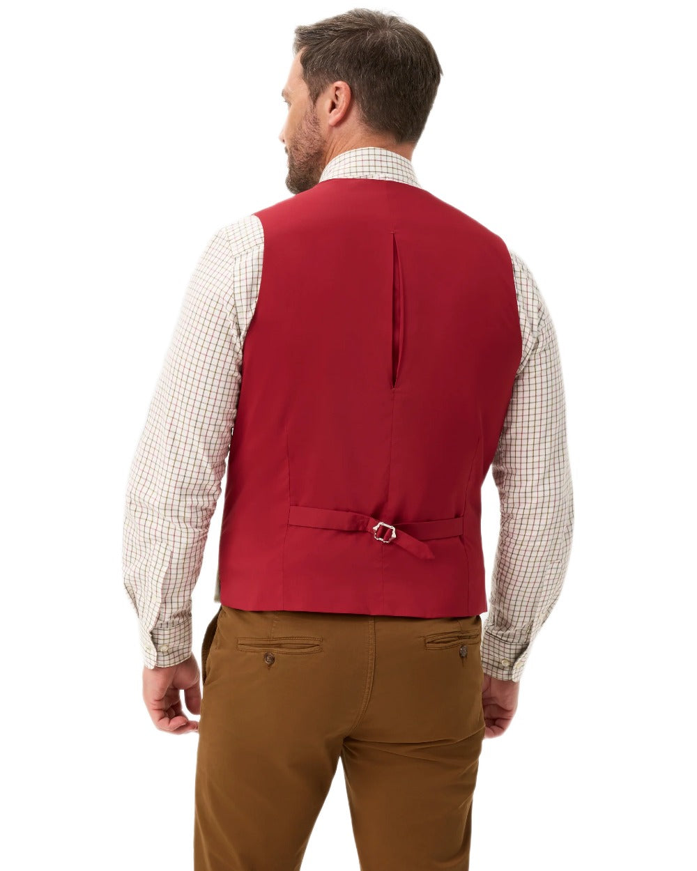 Sage coloured Alan Paine Mens Combrook Tweed Lined Back Waistcoat on white background 