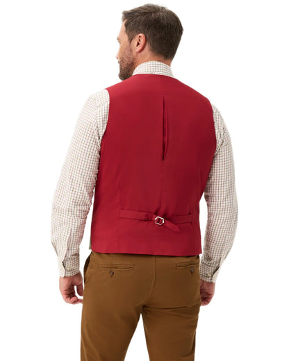 Sage coloured Alan Paine Mens Combrook Tweed Lined Back Waistcoat on white background 