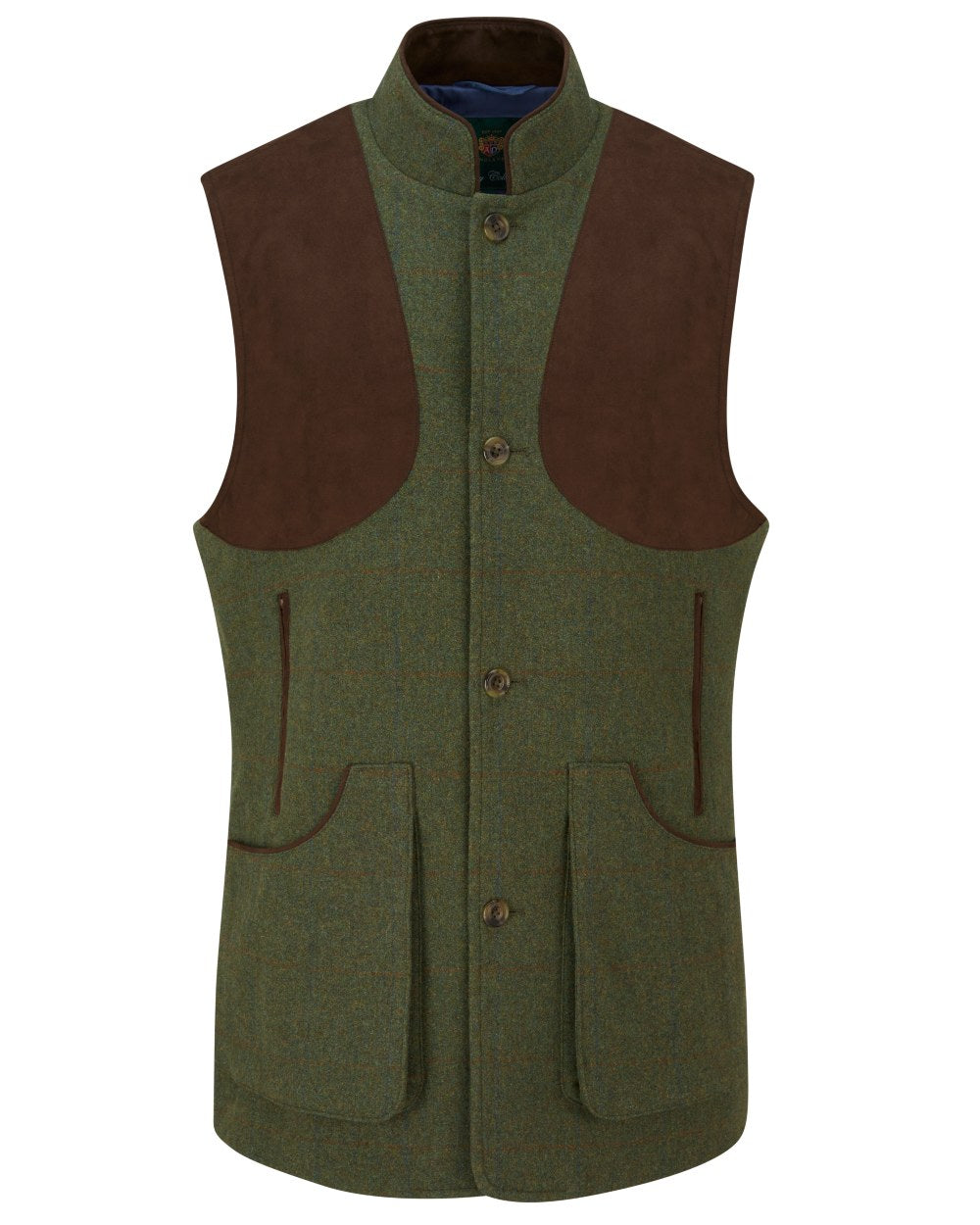 Mariner coloured Alan Paine Mens Combrook Tweed Shooting Gilet on white background 