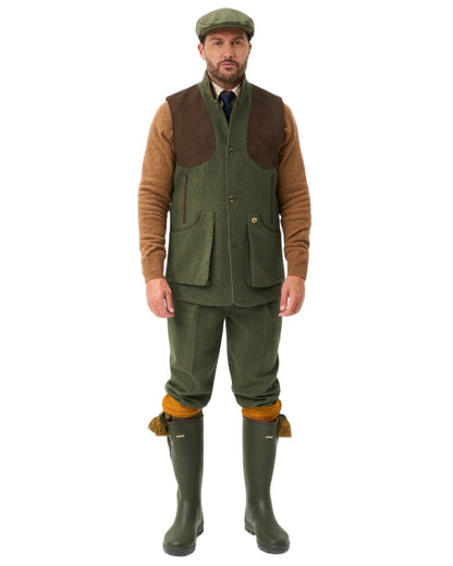 Mariner coloured Alan Paine Mens Combrook Tweed Shooting Gilet on white background 