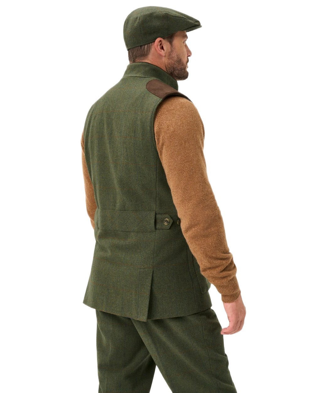 Mariner coloured Alan Paine Mens Combrook Tweed Shooting Gilet on white background 