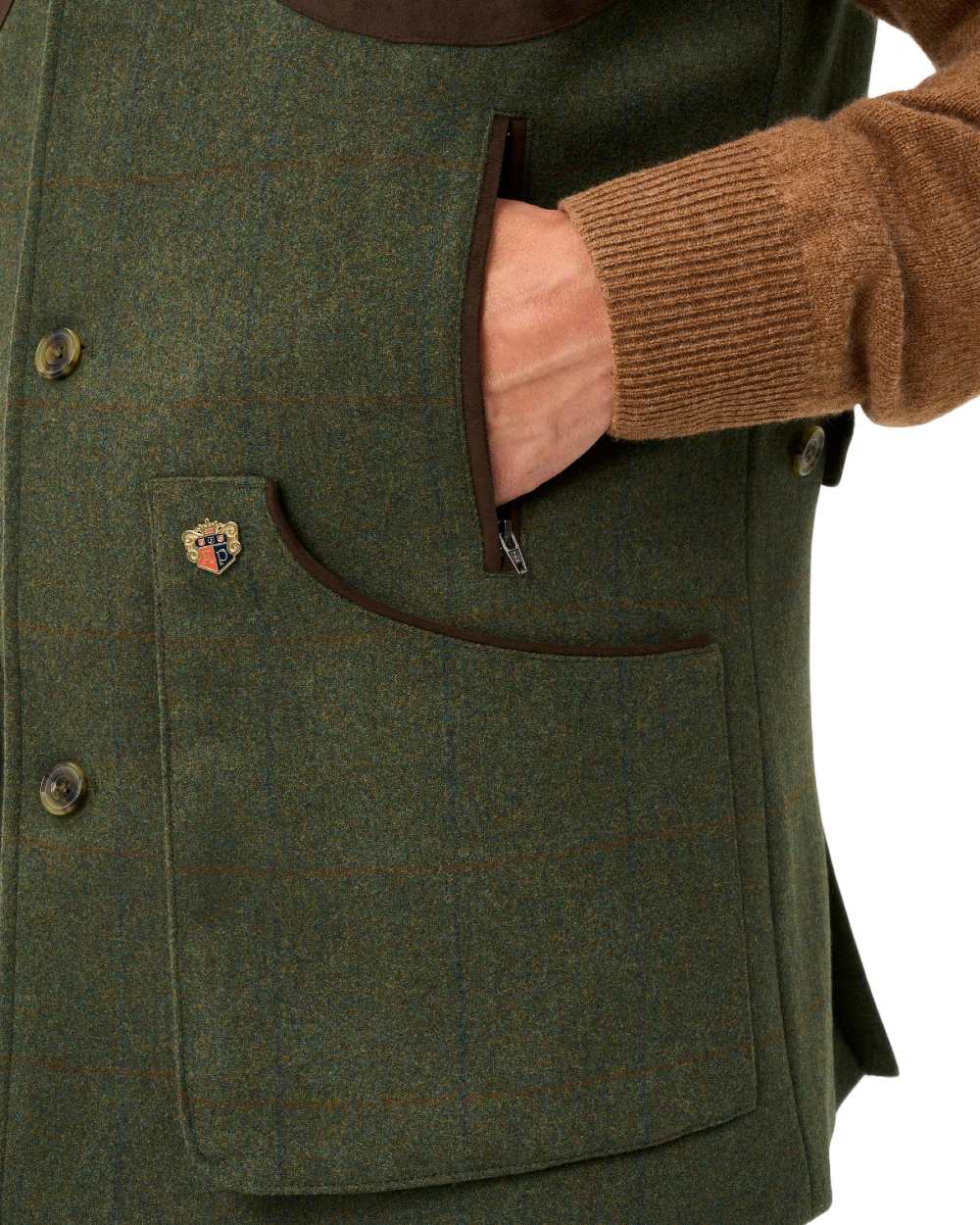 Mariner coloured Alan Paine Mens Combrook Tweed Shooting Gilet on white background 