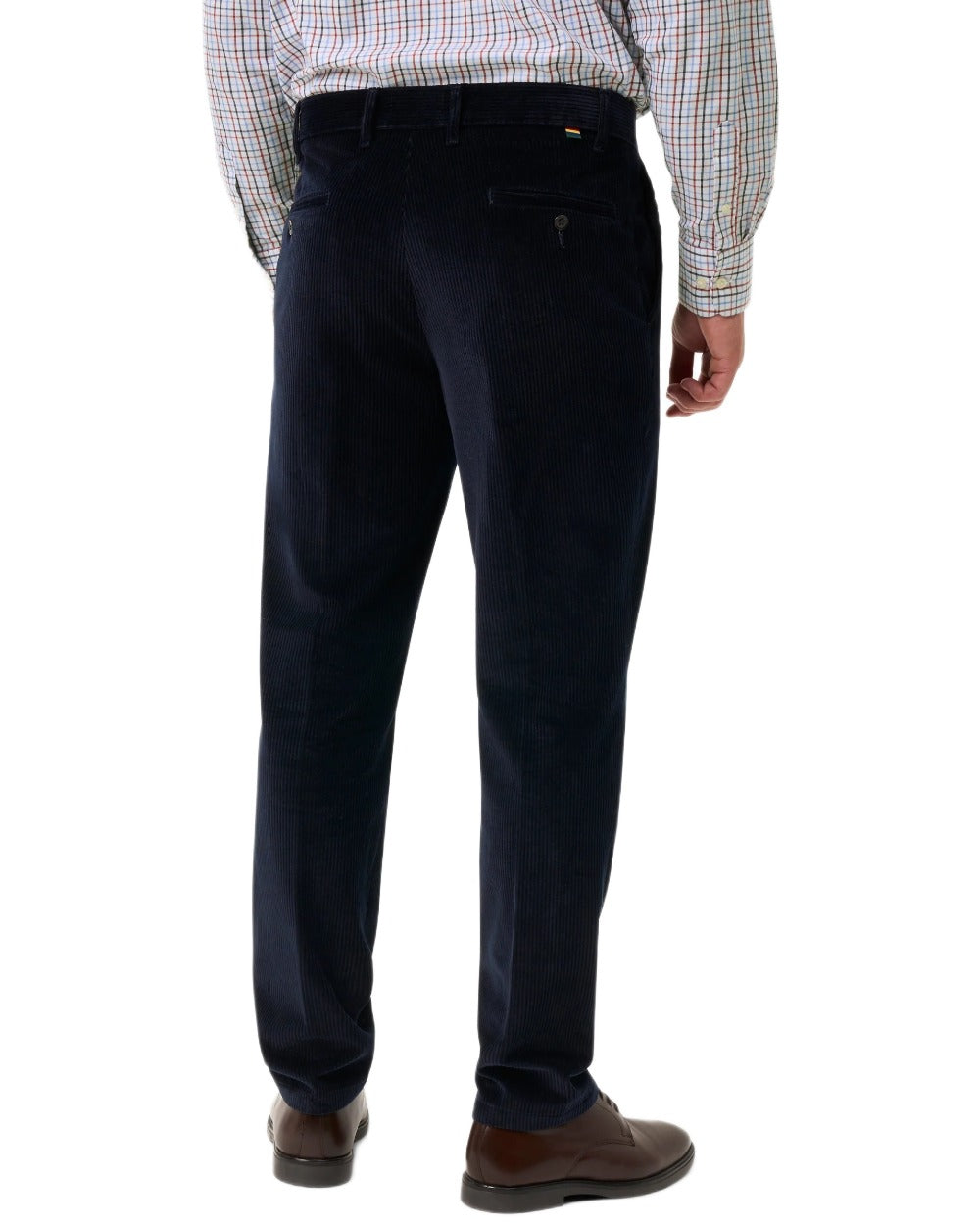 Navy coloured Alan Paine Mens Cord Trousers on white background 