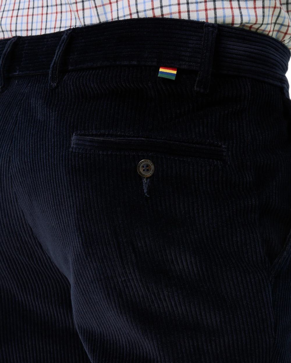 Navy coloured Alan Paine Mens Cord Trousers on white background 