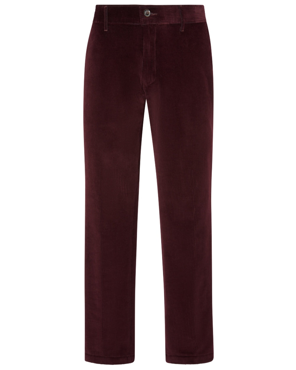 Wine coloured Alan Paine Mens Cord Trousers on white background 