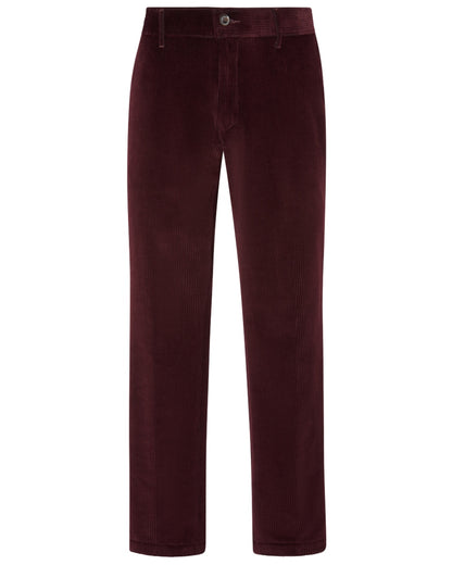 Wine coloured Alan Paine Mens Cord Trousers on white background 