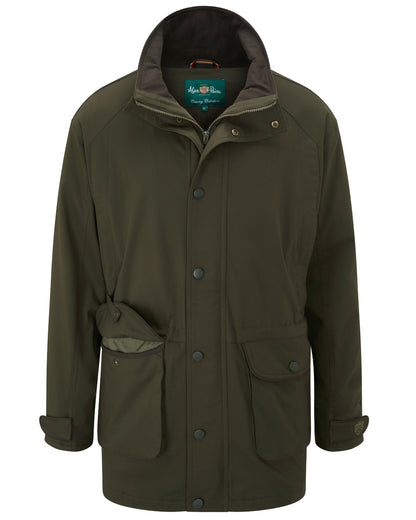 Olive coloured Alan Paine Mens Dunswell Field Coat on white background 
