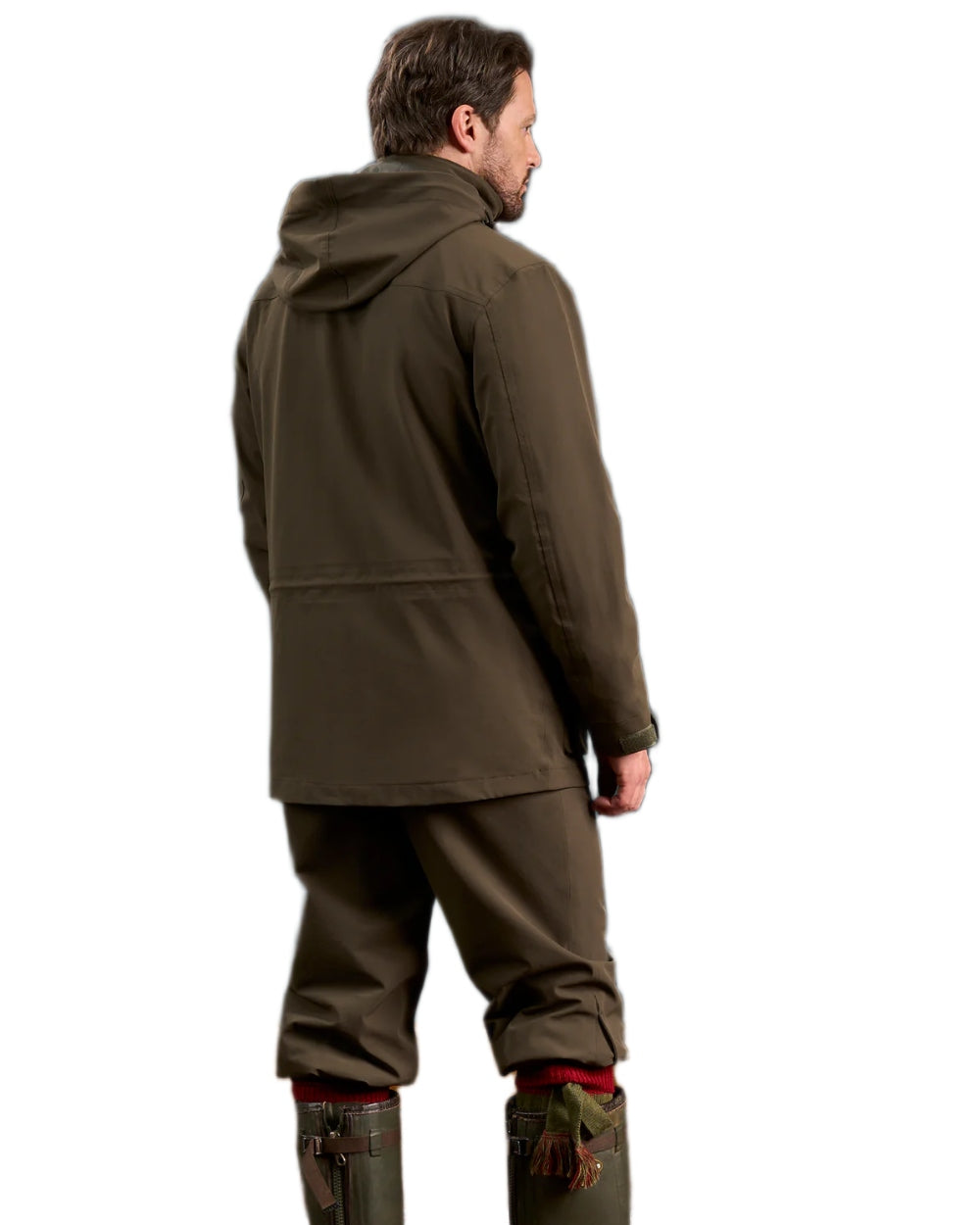 Olive coloured Alan Paine Mens Dunswell Field Coat on white background 