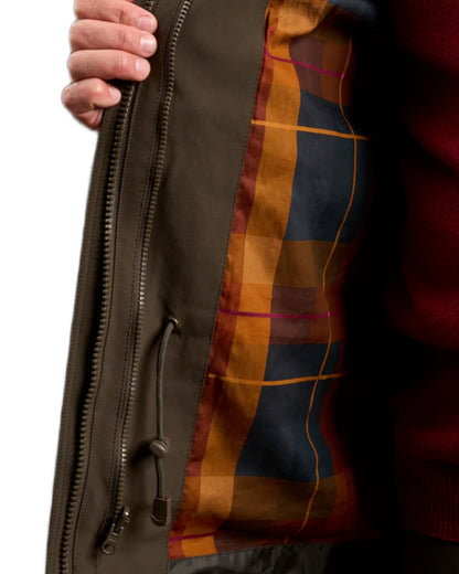 Olive coloured Alan Paine Mens Dunswell Field Coat on white background 