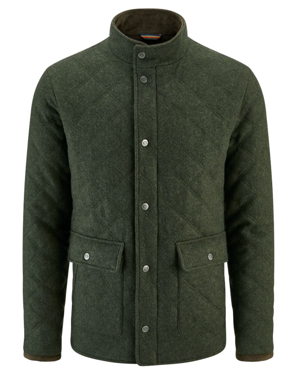 Olive coloured Alan Paine Mens Richmond Quilted Jacket on white background 
