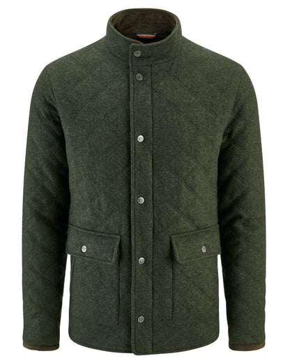Olive coloured Alan Paine Mens Richmond Quilted Jacket on white background 