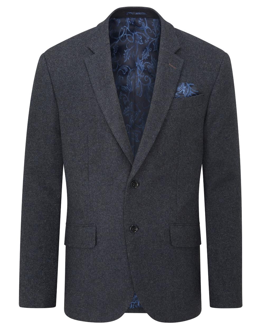 Blue coloured Alan Paine Mens Surrey Tweed Lined Blazer on white background 