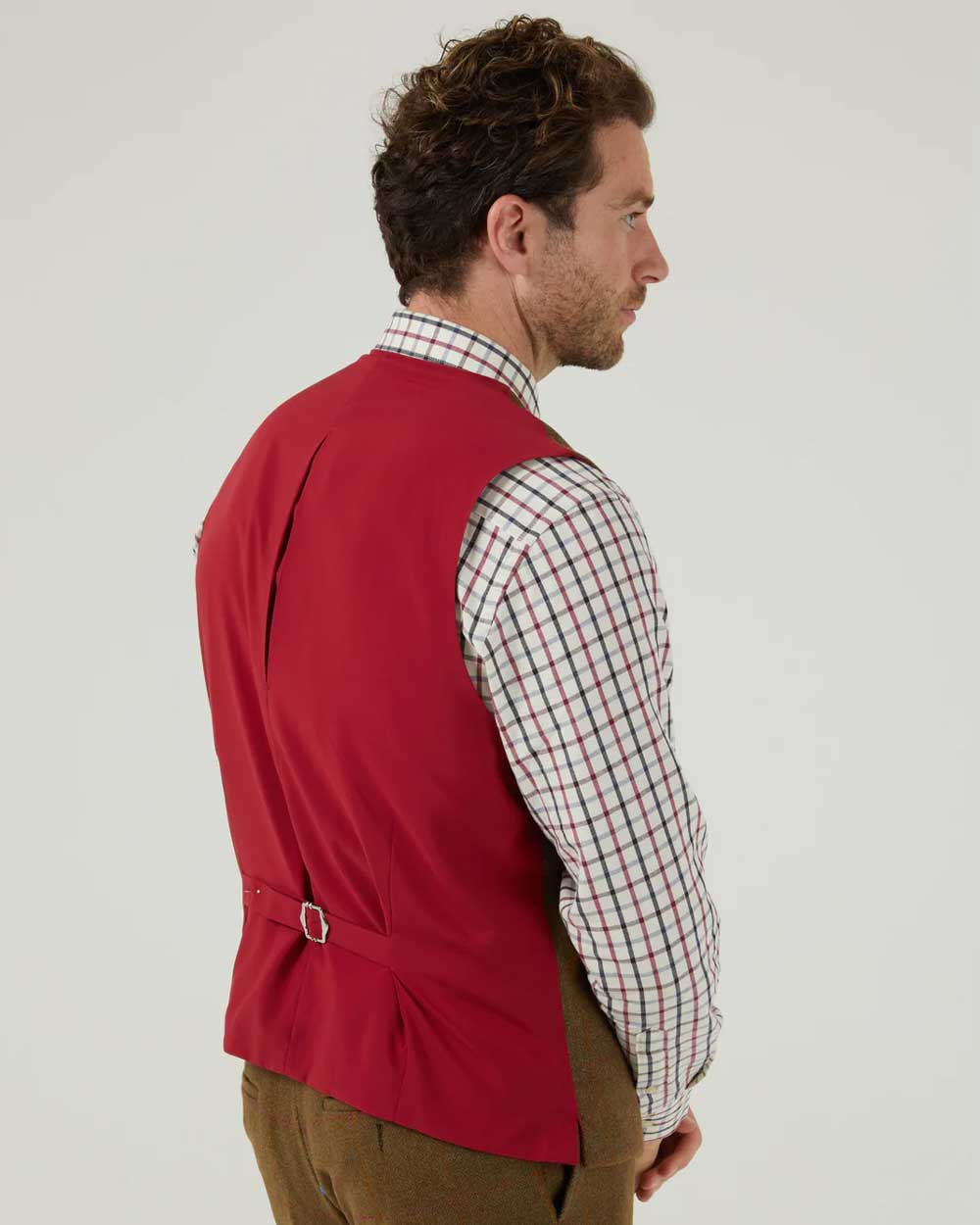 Alan Paine Mens Tweed Lined Back Waistcoat in Hawthorn 