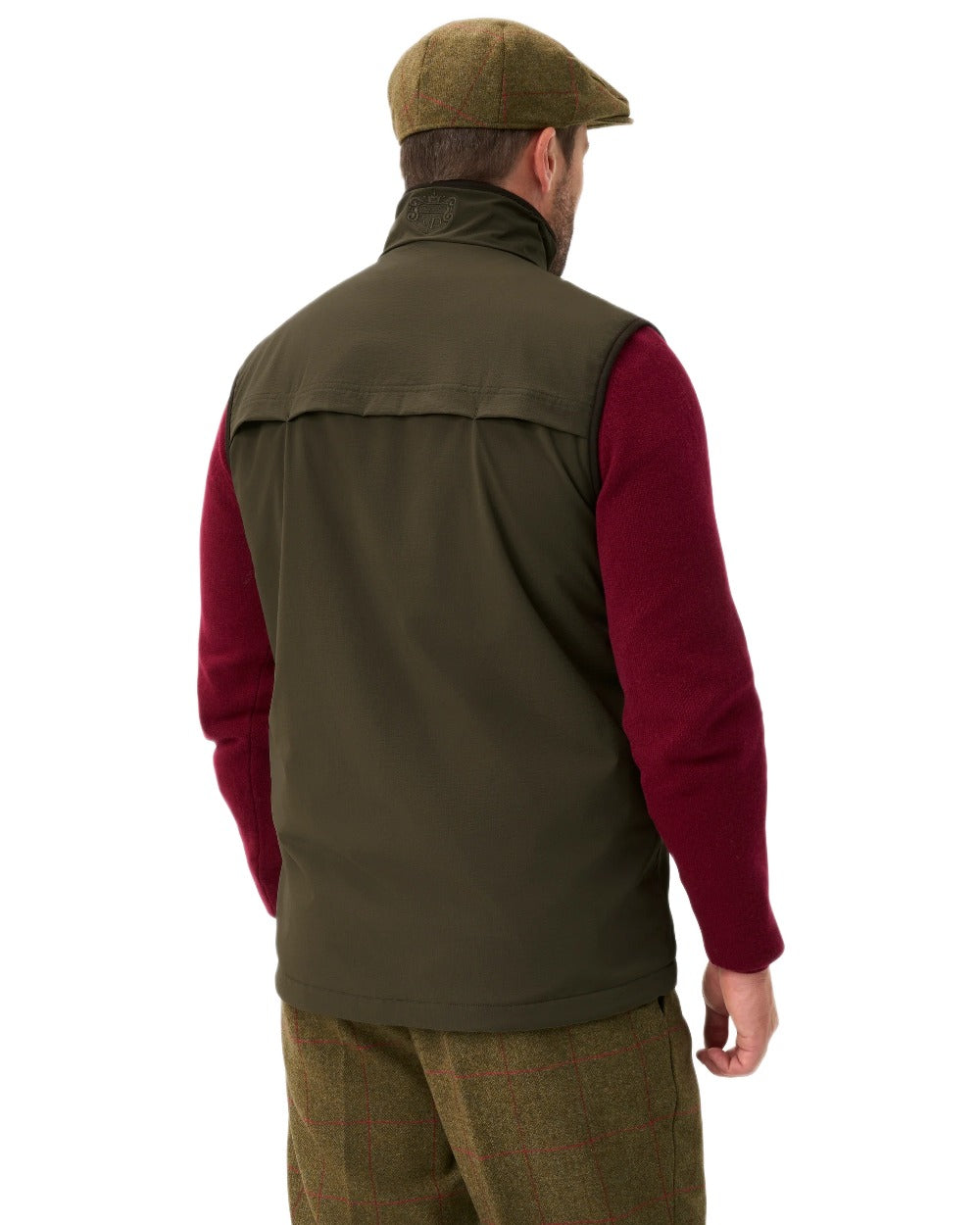 Olive coloured Alan Paine Mens Willsden Water Repellent Gilet on white background 