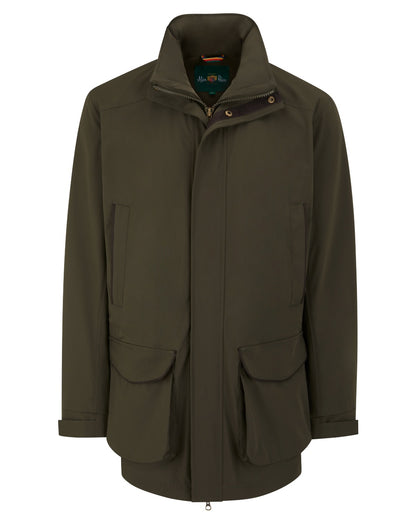 Olive coloured Alan Paine Mens Willsden Waterproof Coat on white background 