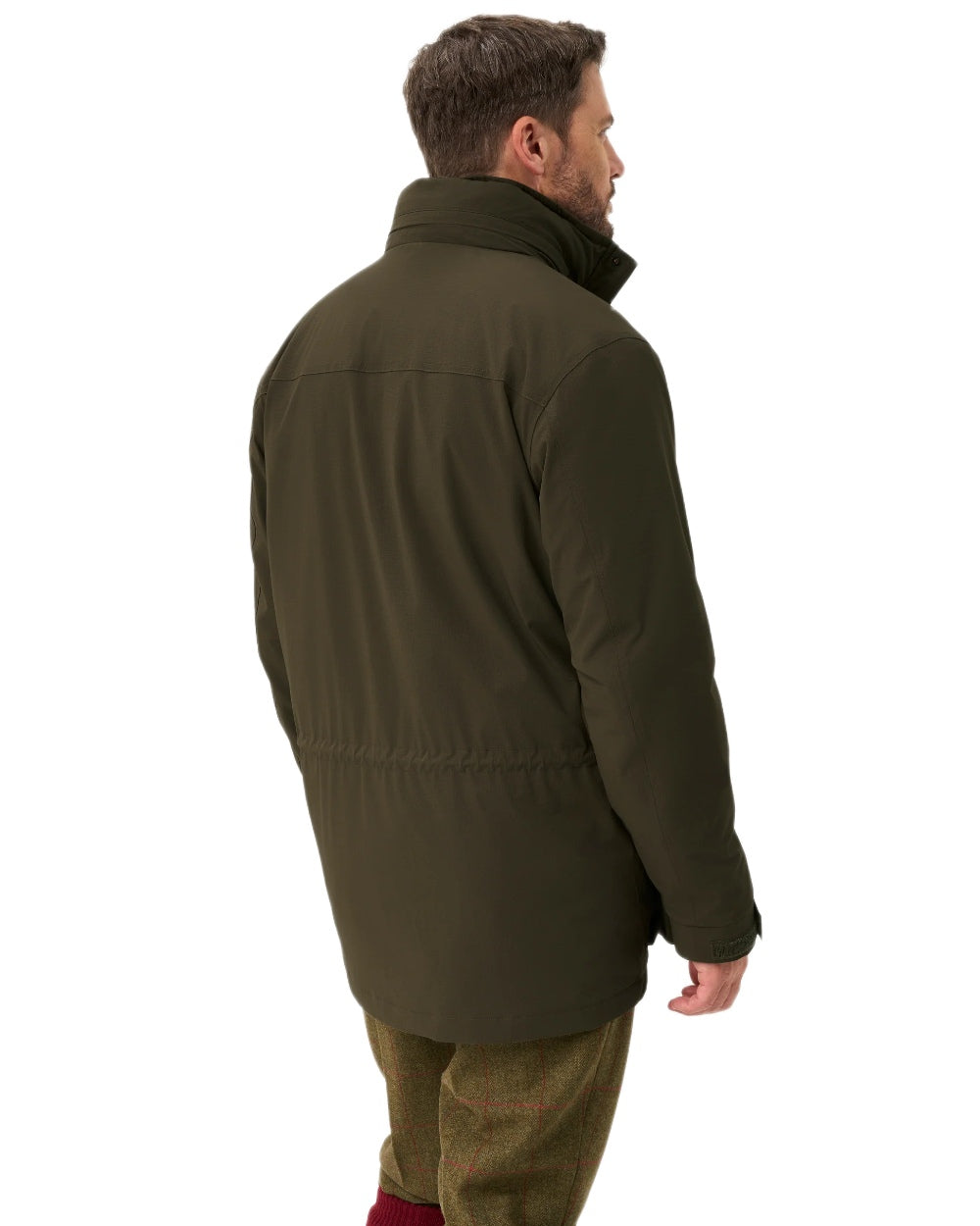 Olive coloured Alan Paine Mens Willsden Waterproof Coat on white background 