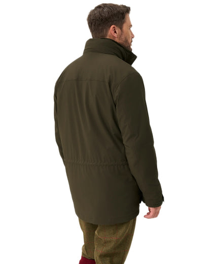 Olive coloured Alan Paine Mens Willsden Waterproof Coat on white background 